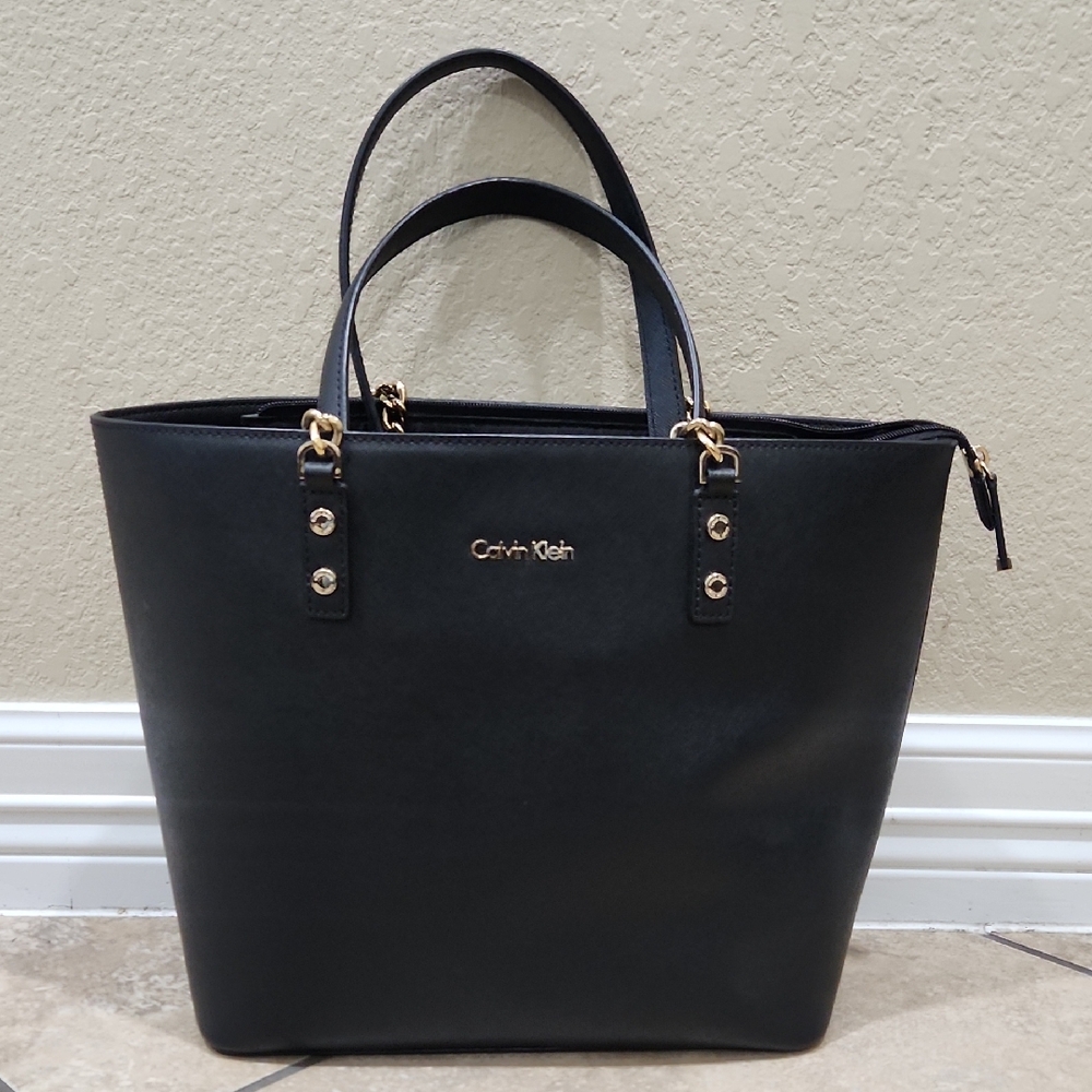 Calvin Klein Black Tote with Gold Accents